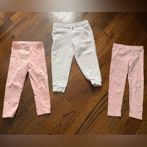 3pc pants bundle 3T girls fleece jogger sweatpants heart leggings toddler girl